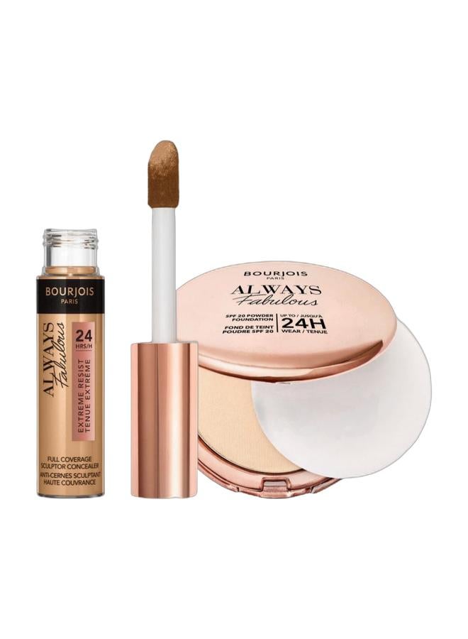BOURJOIS PARIS Always Fabulous Sculptor Concealer, 450 Sand, 10ml & Always Fabulous Powder Foundation - 115 Golden Ivory Bundle - Image 1